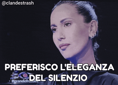 a picture of a woman with the words preferisco l' eleganza del silenzio