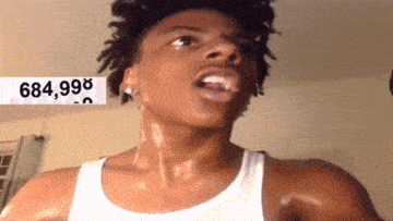 a man in a white tank top is sweating and has the number 684,99 on the bottom right