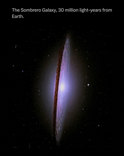 an image of the sombrero galaxy 30 million light-years from earth