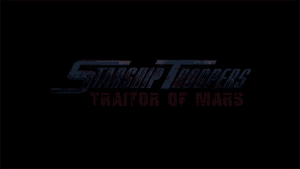 a logo for starship troopers traitor of mars on a black background