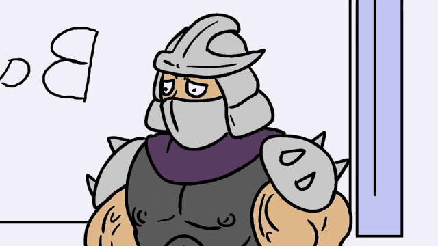 a cartoon drawing of a samurai with the letter b on the bottom right