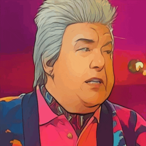 a cartoon drawing of a man wearing a pink shirt and tie