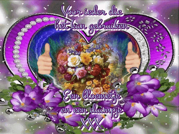 a purple heart with the words voor ieder die het kan gebruiken written on it