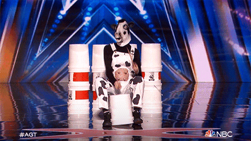 Playing Drums Mr Moo Shakes GIF - Playing Drums Mr Moo Shakes Americas Got Talent GIFs