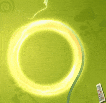 a yellow circle with a lightning bolt coming out of it is on a green background