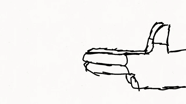 a drawing of a cartoon character with a sad face