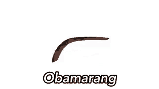 a close up of a boomerang on a white background with the word obamarang .