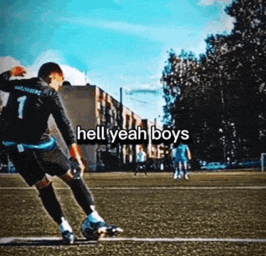 a soccer player with the number 1 on his jersey is kicking a ball