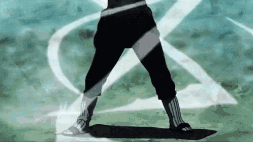 a person is standing in a field with a shadow on the ground and a lightning bolt behind them .