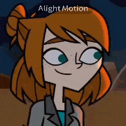 a close up of a cartoon character with the words alight motion written above her