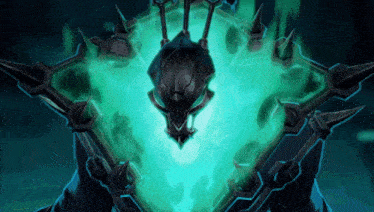 a drawing of a monster with spikes and a green glow