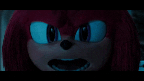 a close up of a sonic the hedgehog 's face with his mouth open