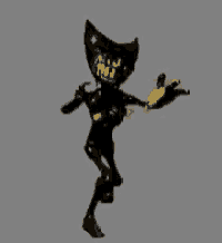 a cartoon character with a black body and yellow hands