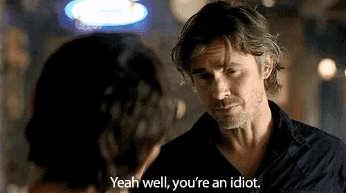 a man says yeah well you 're an idiot while talking to a woman