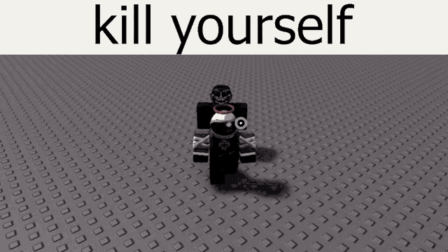 a picture of a robot with the words " kill yourself " above it