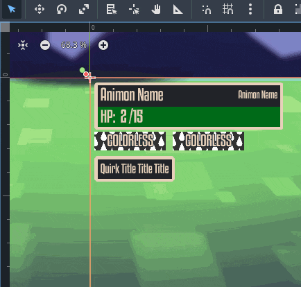 a screenshot of a game showing the animon name and hp