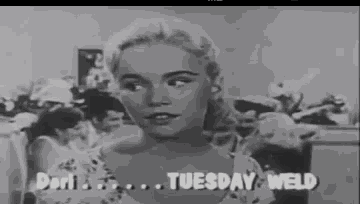 a black and white photo of a woman with the words do n't tuesday weld below her