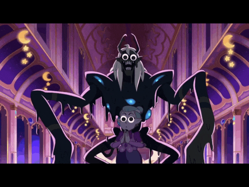 a cartoon drawing of a woman standing next to a giant monster