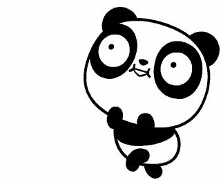 a black and white drawing of a panda bear with a big smile on its face .
