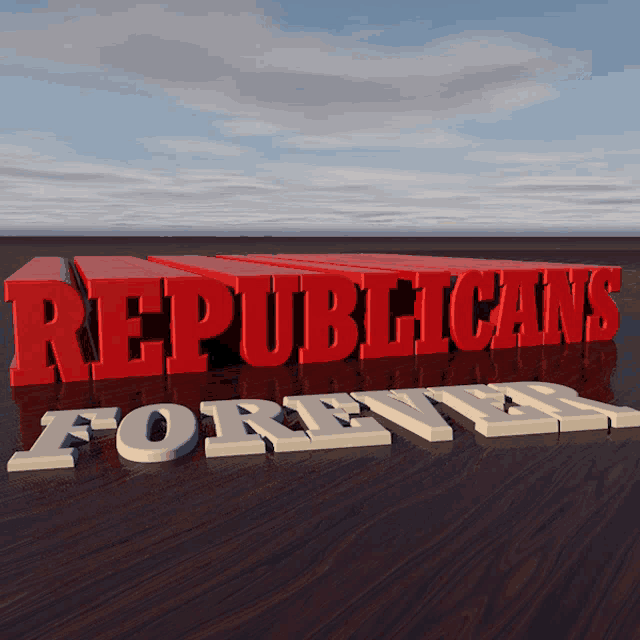 the word republicans is written in red and white letters