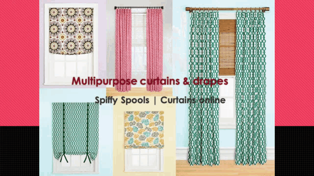 a collage of different types of curtains and drapes with the words multipurpose curtains and drapes