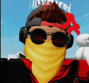a cartoon character wearing sunglasses and a bandana with the word red on it
