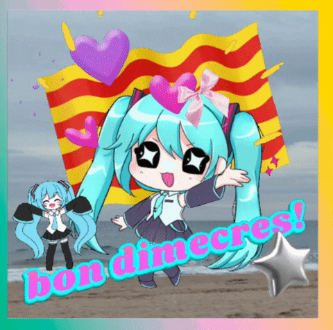 a picture of a girl with the words bon dimecres written on it