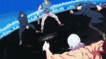 a group of people are fighting each other in a circle
