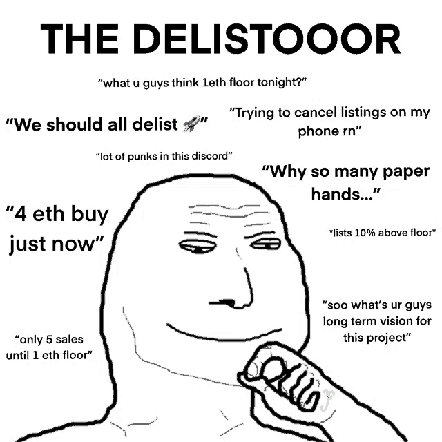 a drawing of a man holding a microphone with the words " the delistooor " on the top