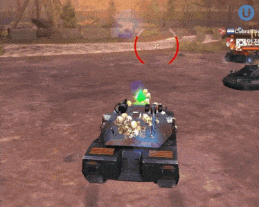 a video game screen shows a tank with skulls and the words first blood