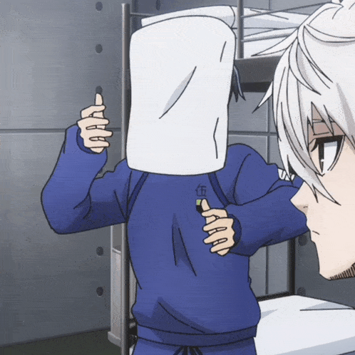 a person with a paper bag on their head