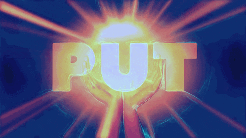 the word put is being held in the hands of someone