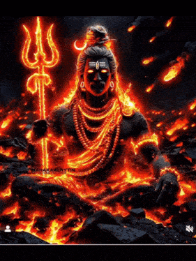a statue of lord shiva with a trident in his hand