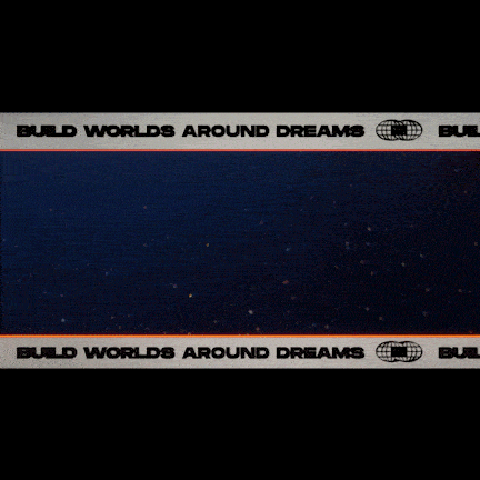 a cartoon character is flying through the air with the words worlds around dreams below him