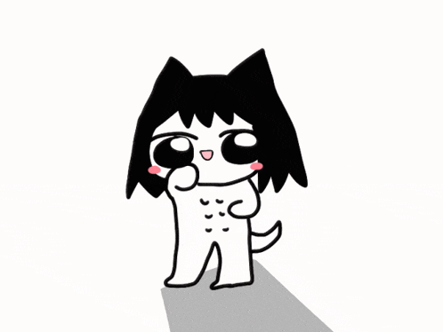 a black and white drawing of a person with a cat ears