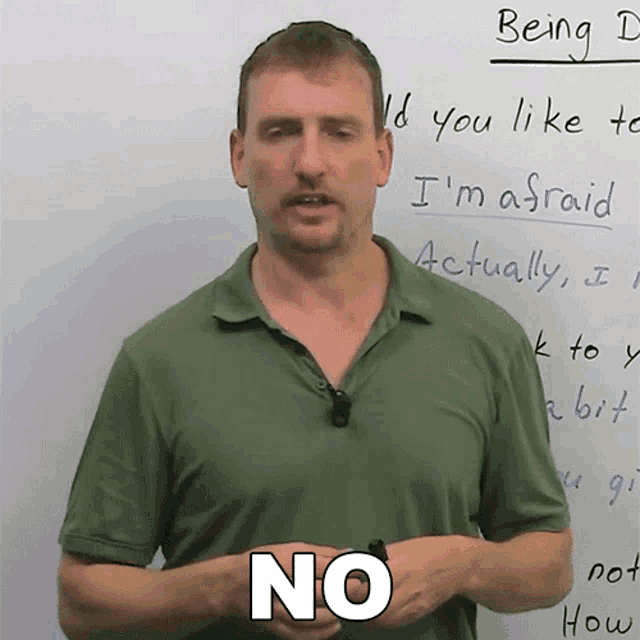 a man stands in front of a whiteboard that says being d