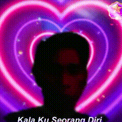 a man is standing in front of a purple heart with the words kala ku seorang diri