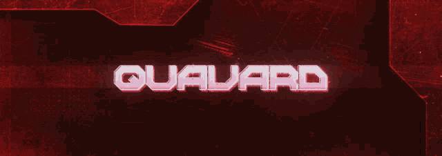 a red and black background with the word quavard on it