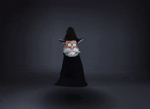 a cartoon wizard with glasses and a beard