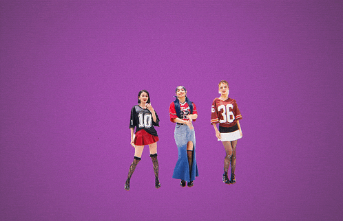 three women are standing in front of a purple background with the words feeling perfect above them