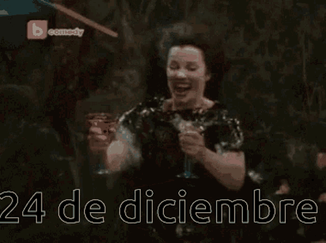 a woman sitting in a chair with the date 24 de diciembre written below her
