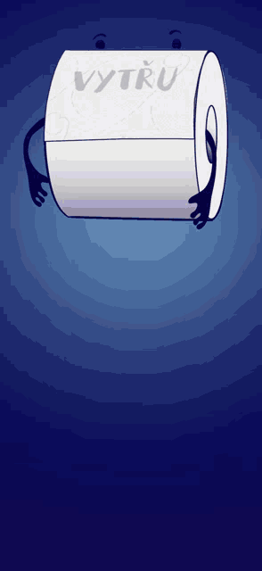 a cartoon drawing of a roll of toilet paper with the word vytrub on it