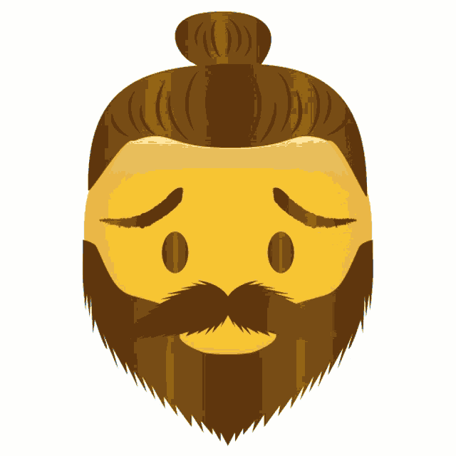 a man with a beard and a bun has a sweaty face