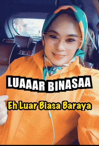 a woman wearing glasses and a head scarf with the words luaaar binasaa eh luar biasa baraya below