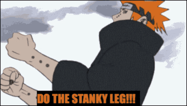 a cartoon character with the words do the stanky leg below him