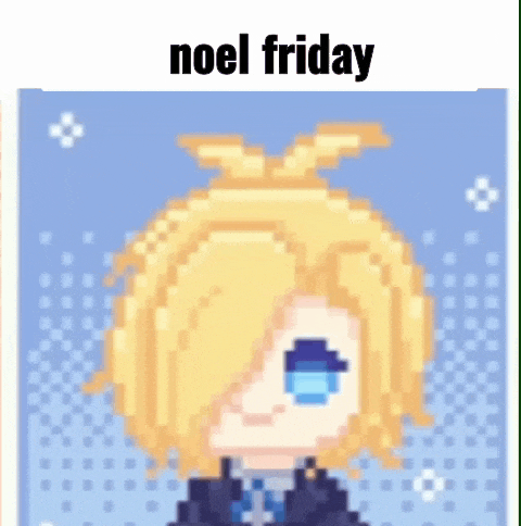 a pixel art of a person with the words noel friday on top