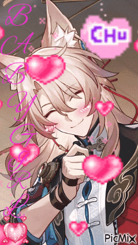 a picture of a girl with a fox ear and the word chu