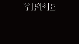 a man with a beard and sunglasses is holding a green object in front of a wall with the word yippie written on it