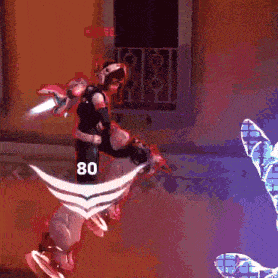 a person in a video game has the number 80 on their chest