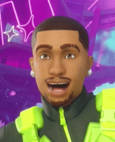 a cartoon of a man with a beard and a green vest is smiling .